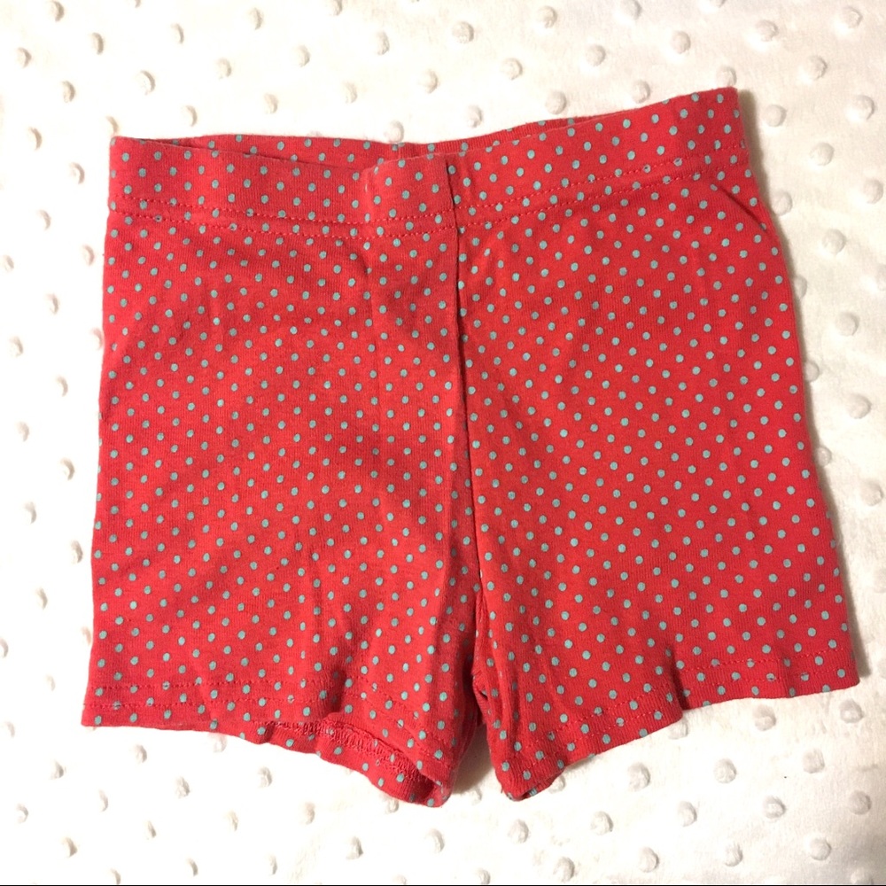 Red and gold polka dot shorts